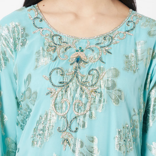 Load image into Gallery viewer, Moroccan Caftan Crystal Hand Work on Embossed Brasso Fabric - Maxim Creation

