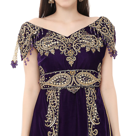 Shop Wine Velvet Padded Dabka Zardosi Handwork Floor Length Gown - Gowns  Online in India | Velvet dress designs, Party wear indian dresses, Dress  indian style