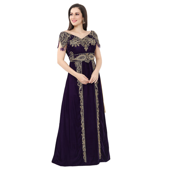 Black velvet embroidered party wear gowns - Greenvilla designs - 1445883