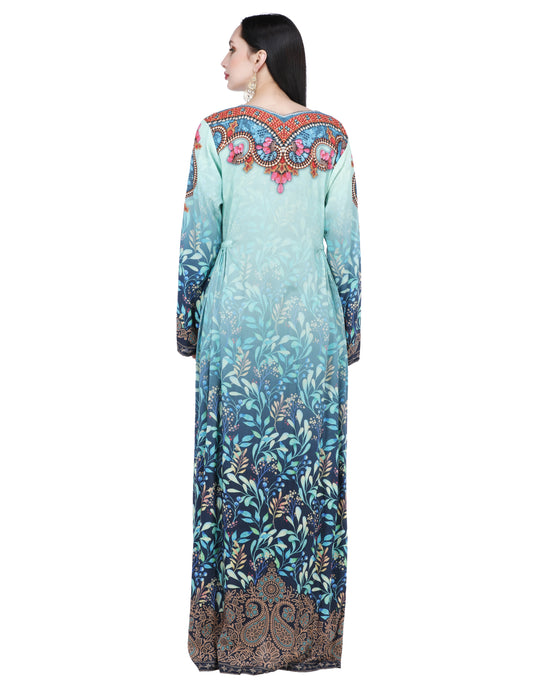 Digital Print Kaftan Long Maxi Dress - Maxim Creation