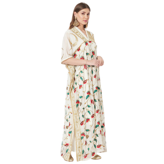 Moroccan Dress in Embroidered Fabric Maxi Gown - Maxim Creation