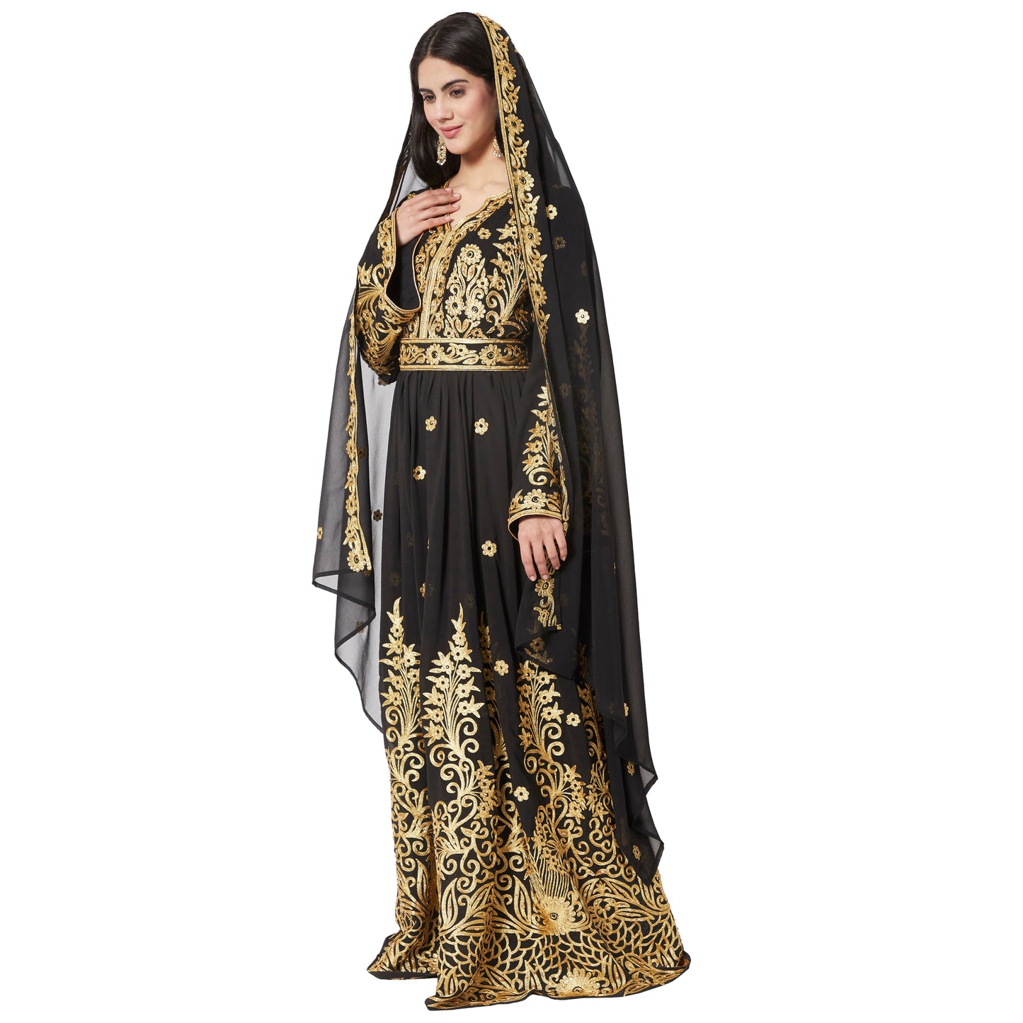 Charger l&amp;#39;image dans la galerie, Dubai Kaftan Abaya Black Gown Bridesmaid Dress - Maxim Creation
