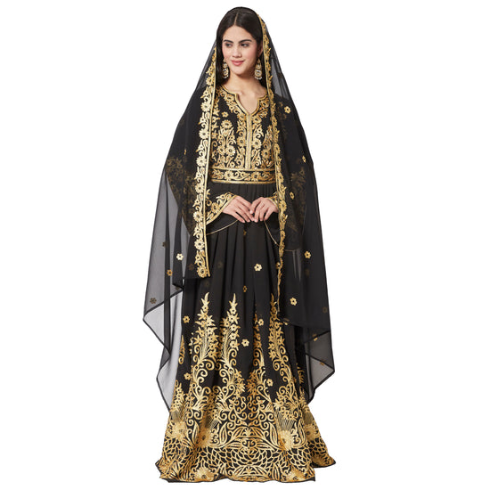 Load image into Gallery viewer, Dubai Kaftan Abaya Black Gown Bridesmaid Dress - Maxim Creation
