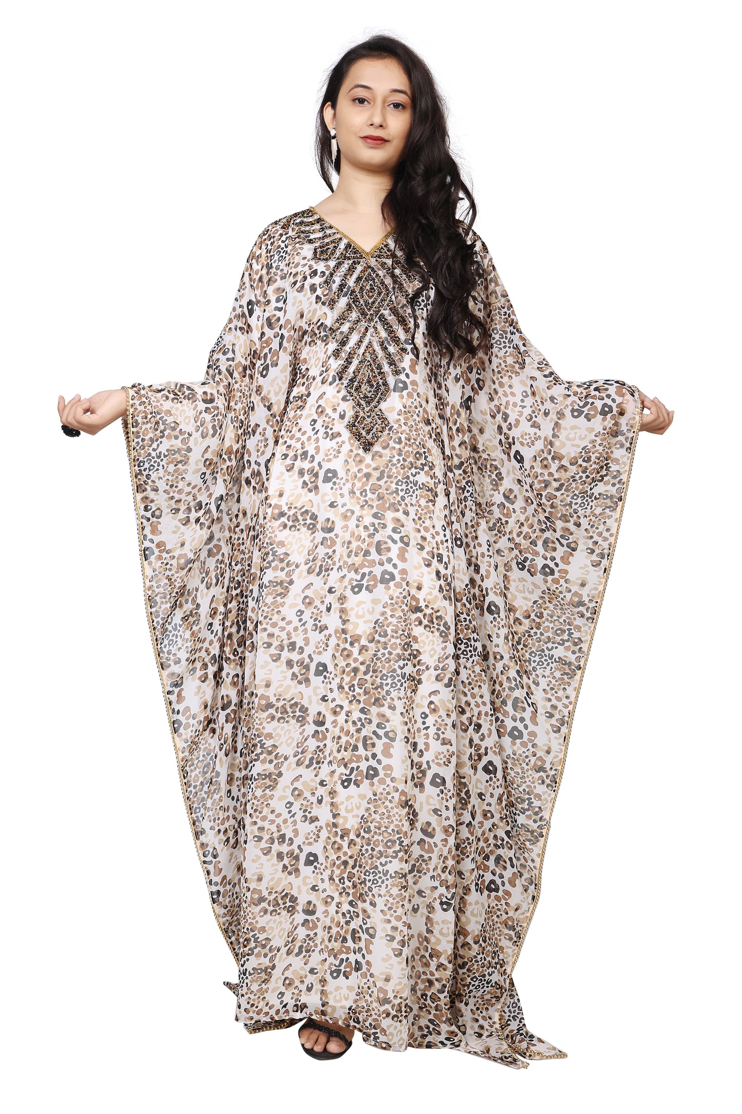 Arabian Farasha Maxi With Leopard Print Georgette Fabric - Maxim Creation
