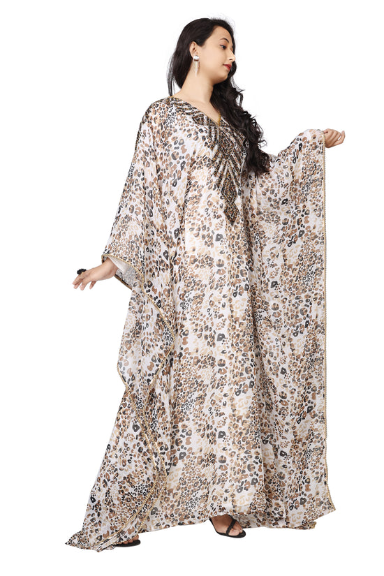 Arabian Farasha Maxi With Leopard Print Georgette Fabric - Maxim Creation