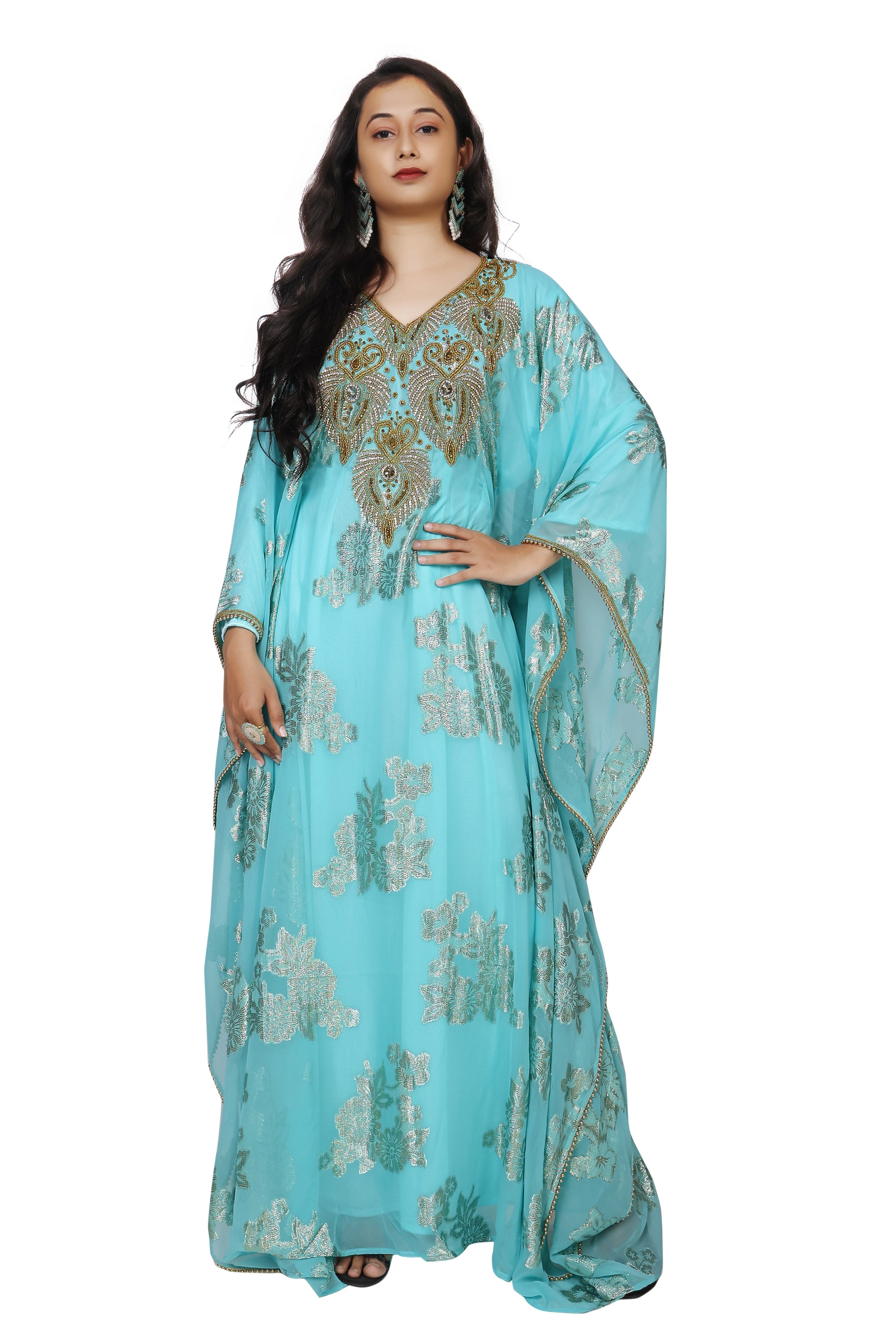 Handwoven Caftan Dress with ribbon 4