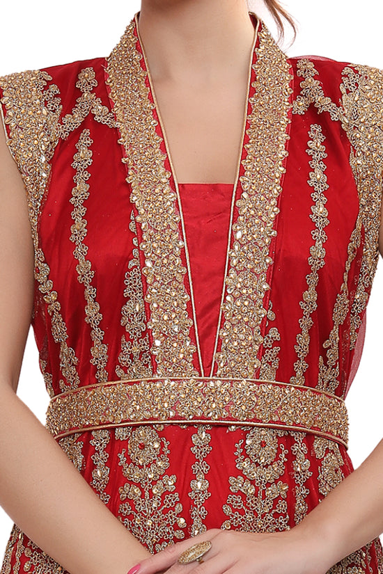Wedding Dress Takchita Red Tulle Caftan Abaya - Maxim Creation