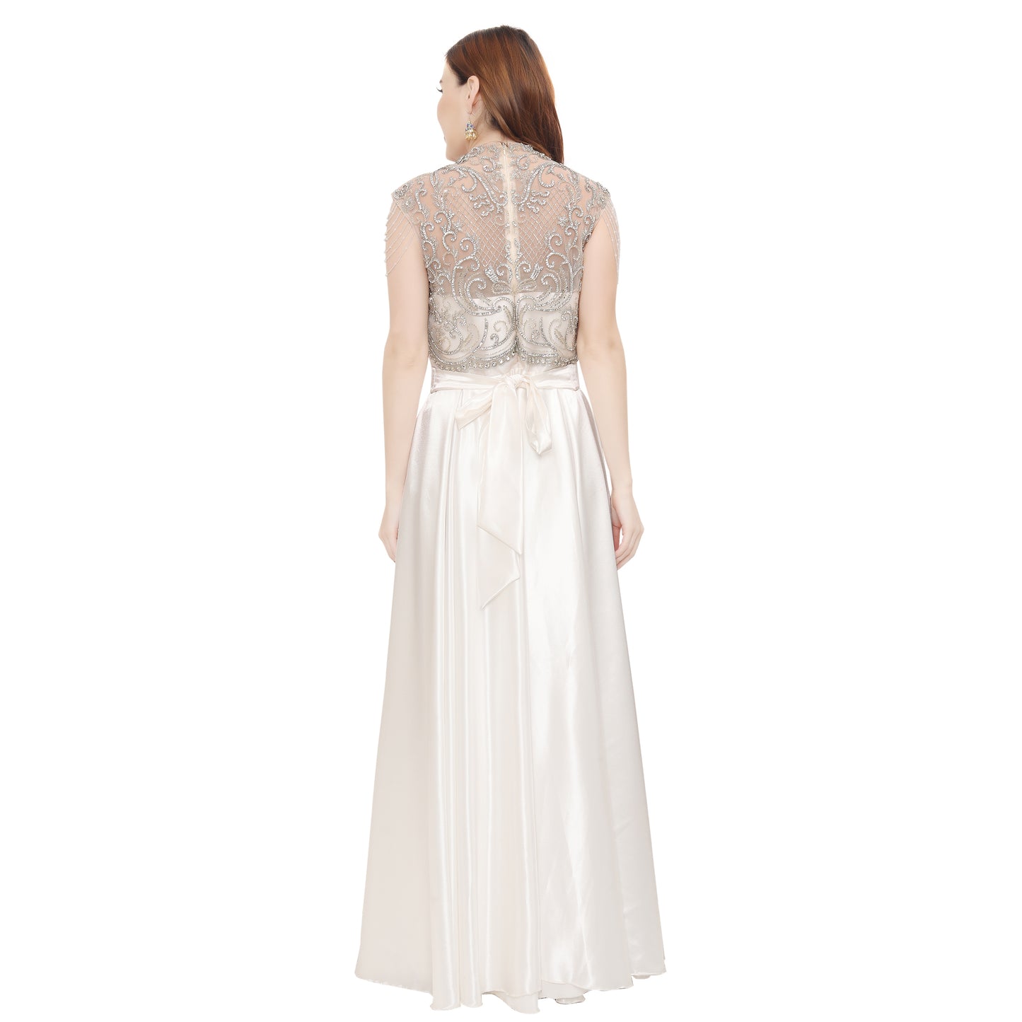 Load image into Gallery viewer, Royal Kaftan Wedding Gown with Silver Hand Embroidery - Maxim Creation
