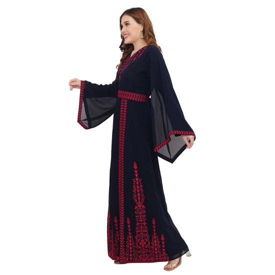 Modest Kaftan Thread Embroidered Maxi Dress - Maxim Creation