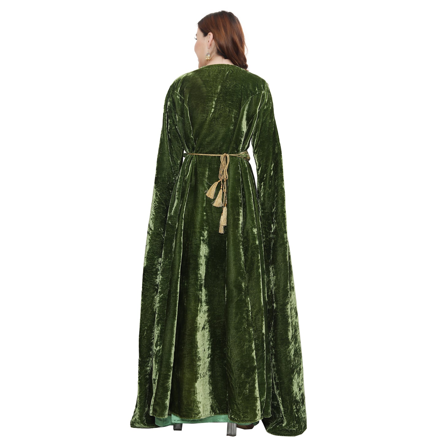 Designer Kaftan Bridal Gown in Henna Green Velvet Maxim Creation Designer Kaftan Bridal Gown in Henna Green Velvet Maxim Creation