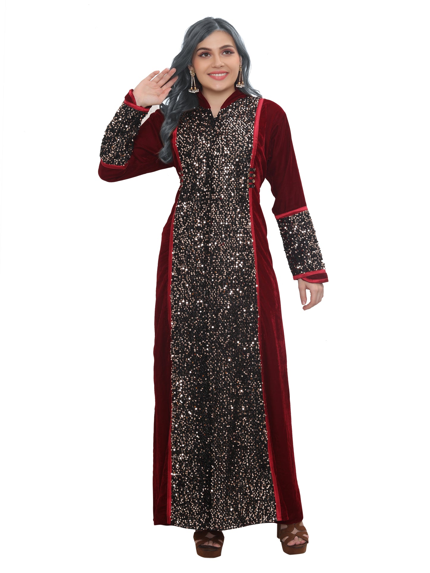 Game of Throne Queen Dress Maroon Gown | Costume - Maxim Creation