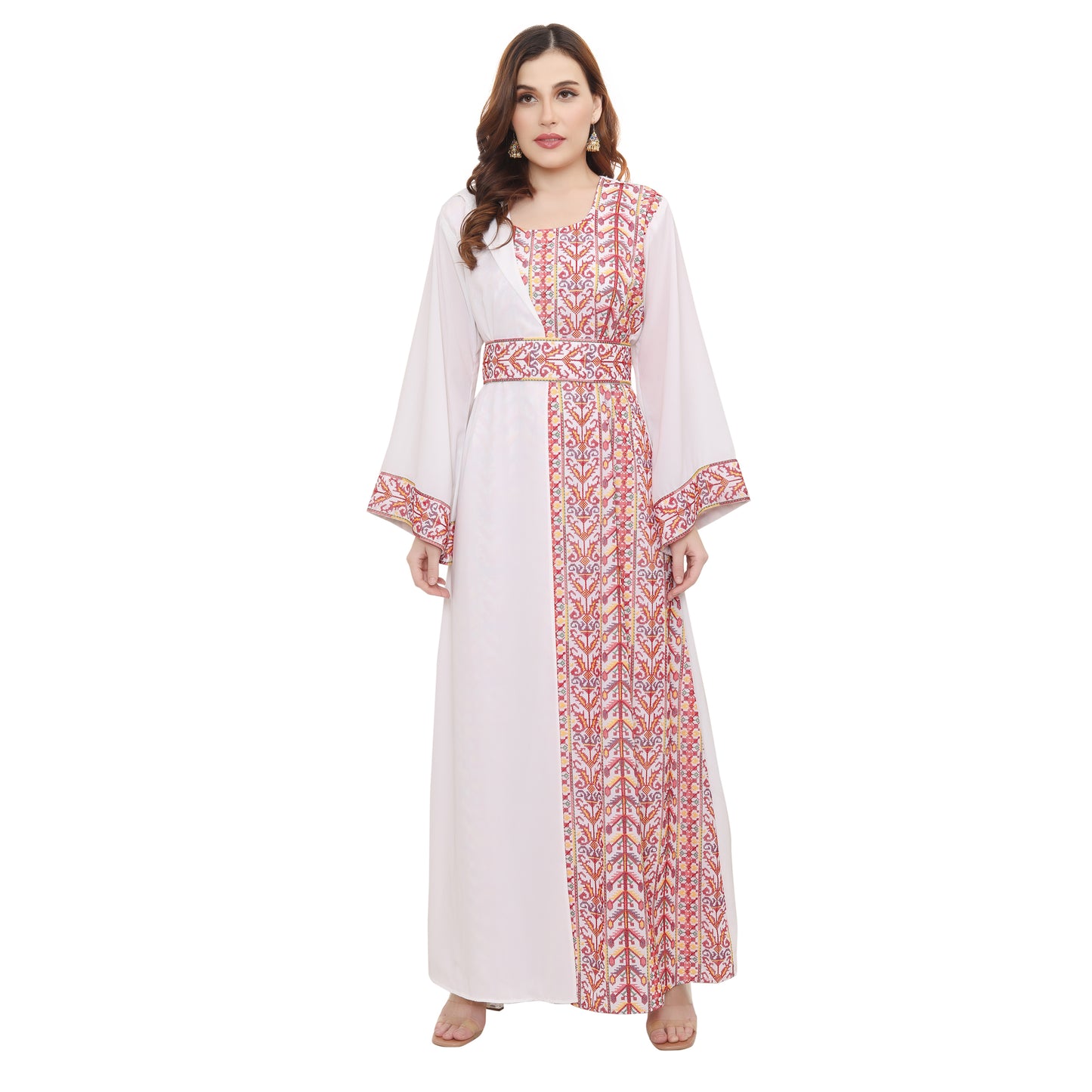 Palestine Dress Pink Cross Stitch Threadwork Kaftan – Maxim Creation Palestine Dress Pink Cross Stitch Threadwork Kaftan – Maxim Creation