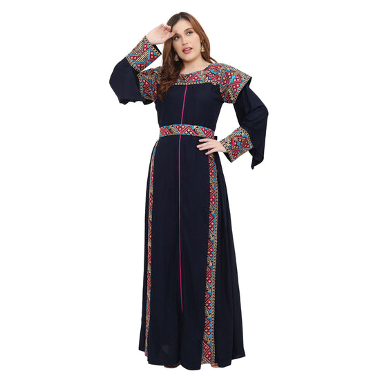 Load image into Gallery viewer, Traditional Kaftan in Multicolor Embroidery with Cap Sleeve - Maxim Creation
