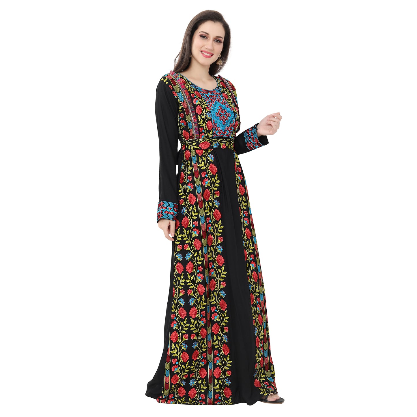 Traditional Kaftan Gown in Multicolor Embroidery - Maxim Creation