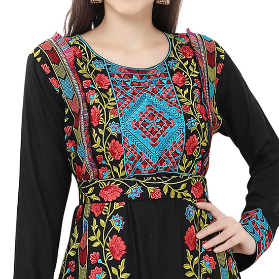 Traditional Kaftan Gown in Multicolor Embroidery - Maxim Creation