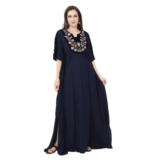 Buy Noty Women's- Kaftan/Nighty/Maxi/Gown- Serena Fabric- V-Neck Flowery  Print (Cloud Grey, Free Size) Online at Best Prices in India - JioMart.