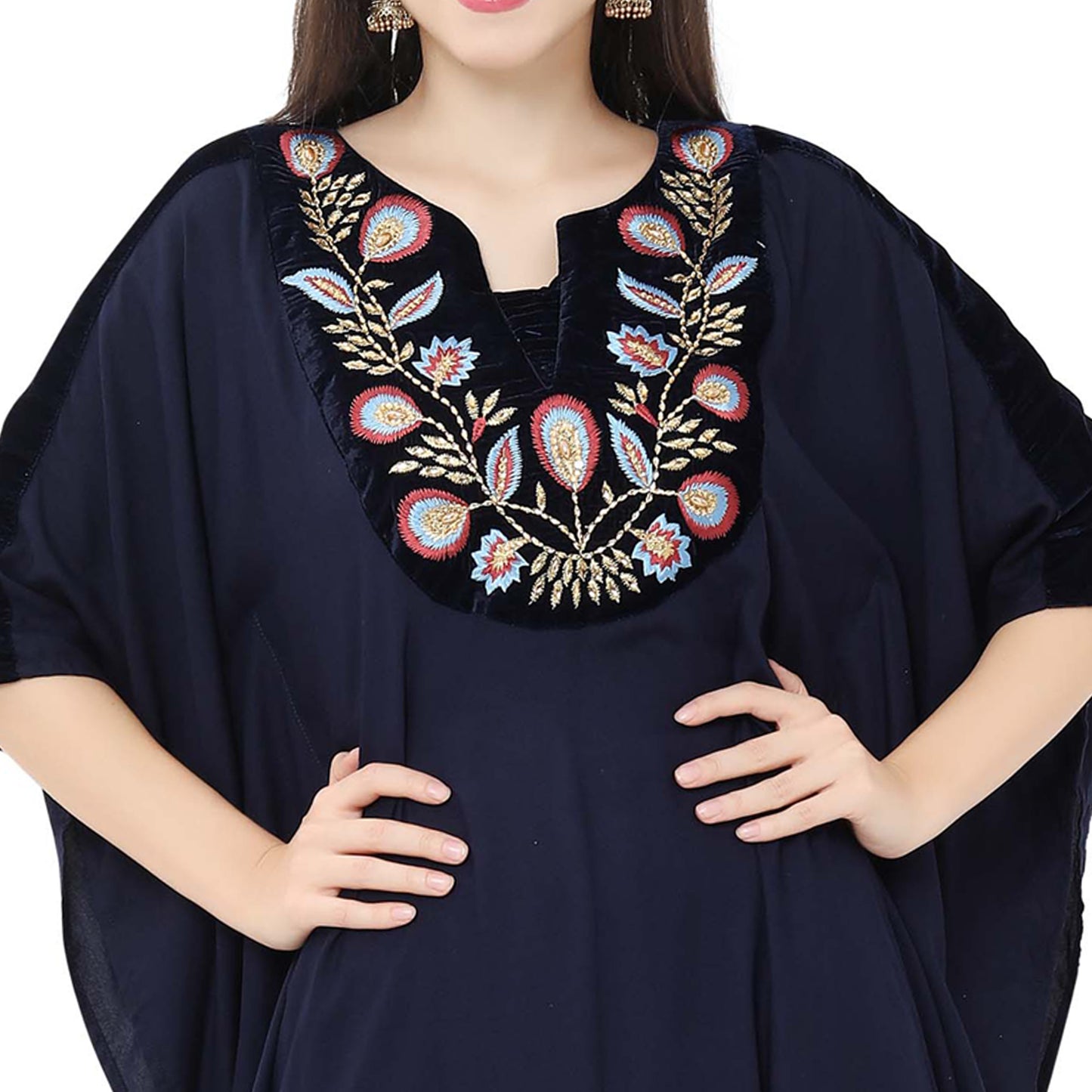 Arabian Maxi Long Kaftan Dress with Embroidery Maxim Creation Arabian Maxi Long Kaftan Dress with Embroidery Maxim Creation