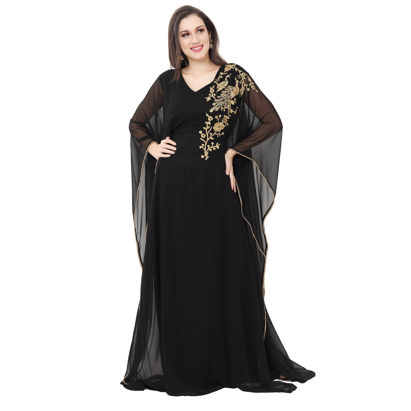 Henna Party Gown Black Peacock Embroidery Farasha Maxi Maxim Creation Henna Party Gown Black Peacock Embroidery Farasha Maxi Maxim Creation