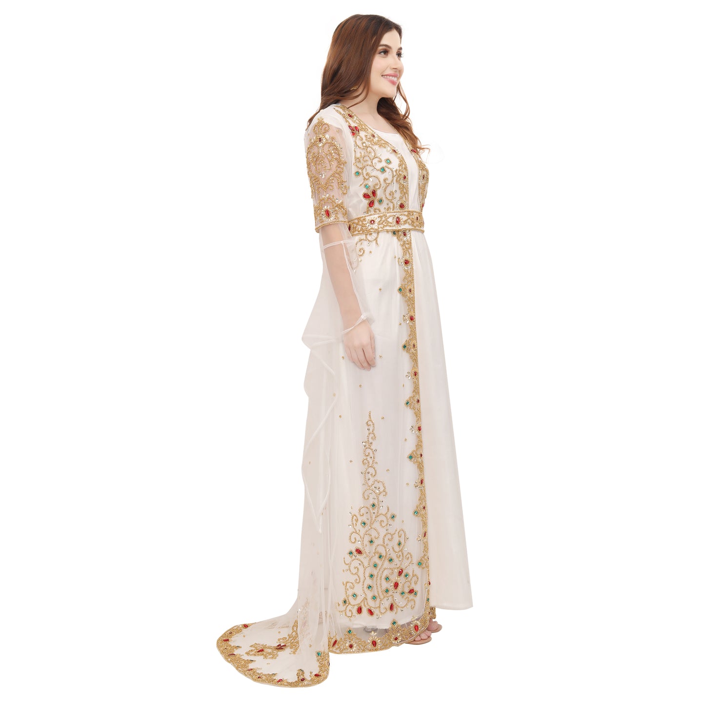 Charger l&amp;#39;image dans la galerie, Women&amp;#39;s Wedding Gown Hand-Embroidered Kaftan Abaya - Maxim Creation
