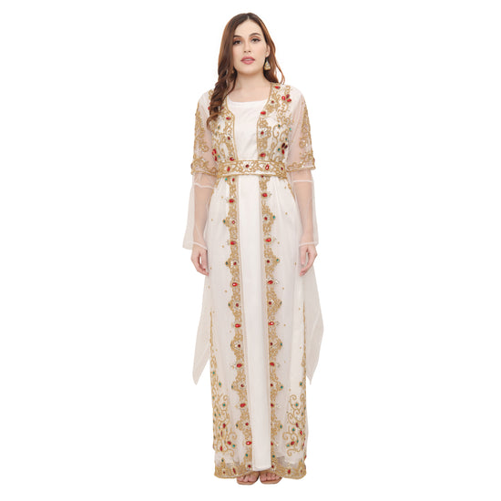 Charger l&amp;#39;image dans la galerie, Women&amp;#39;s Wedding Gown Hand-Embroidered Kaftan Abaya - Maxim Creation
