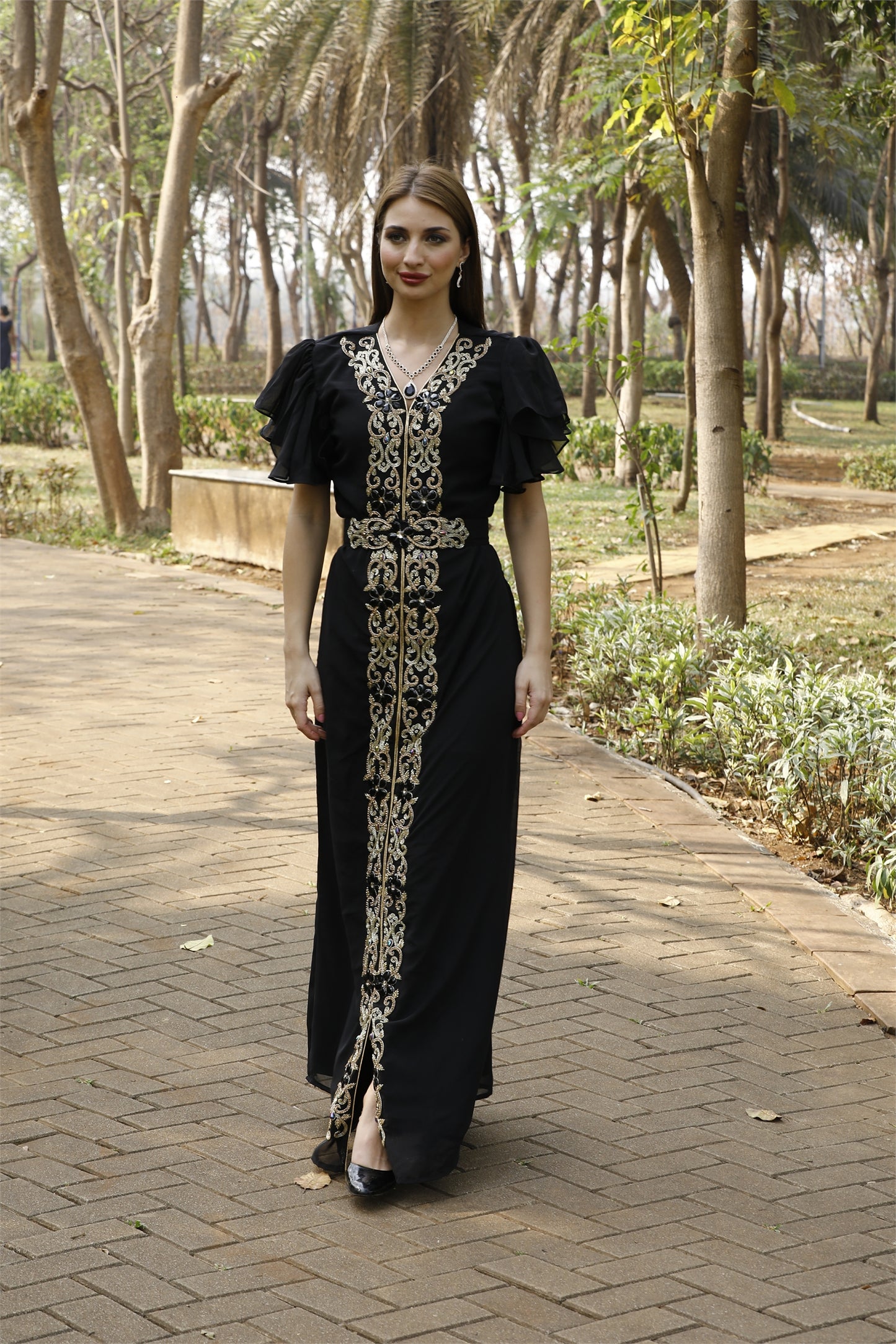 Load image into Gallery viewer, Traditional Arabian Kaftan Handmade Maxi Gown
