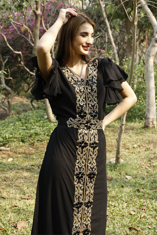 Load image into Gallery viewer, Traditional Arabian Kaftan Handmade Maxi Gown
