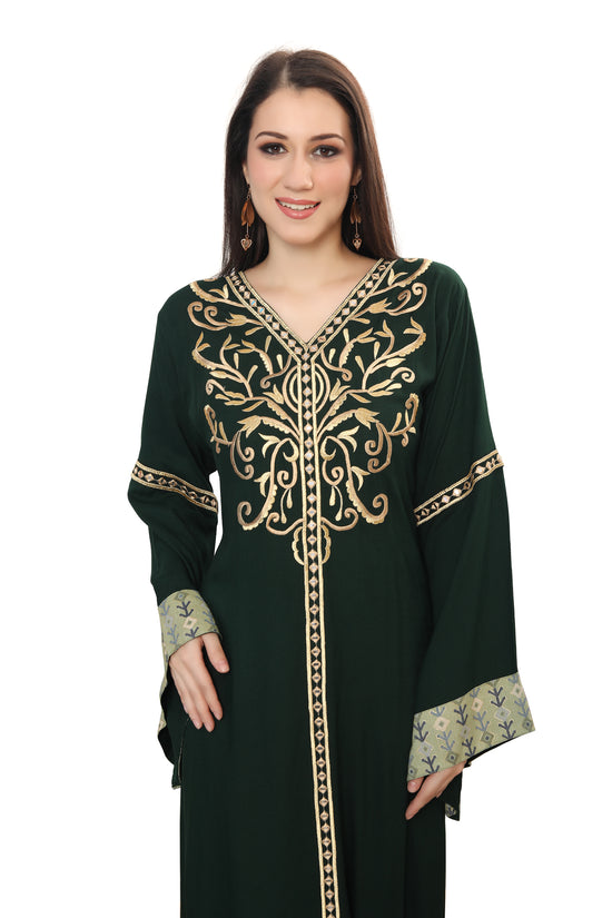 Load image into Gallery viewer, Modest Karakou Caftan Dress Embroidery Gown - Maxim Creation
