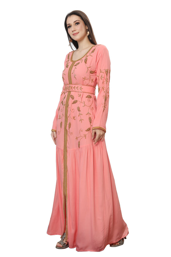 Designer Takchita Hand Embroidery Wedding Gown in Pink - Maxim Creation