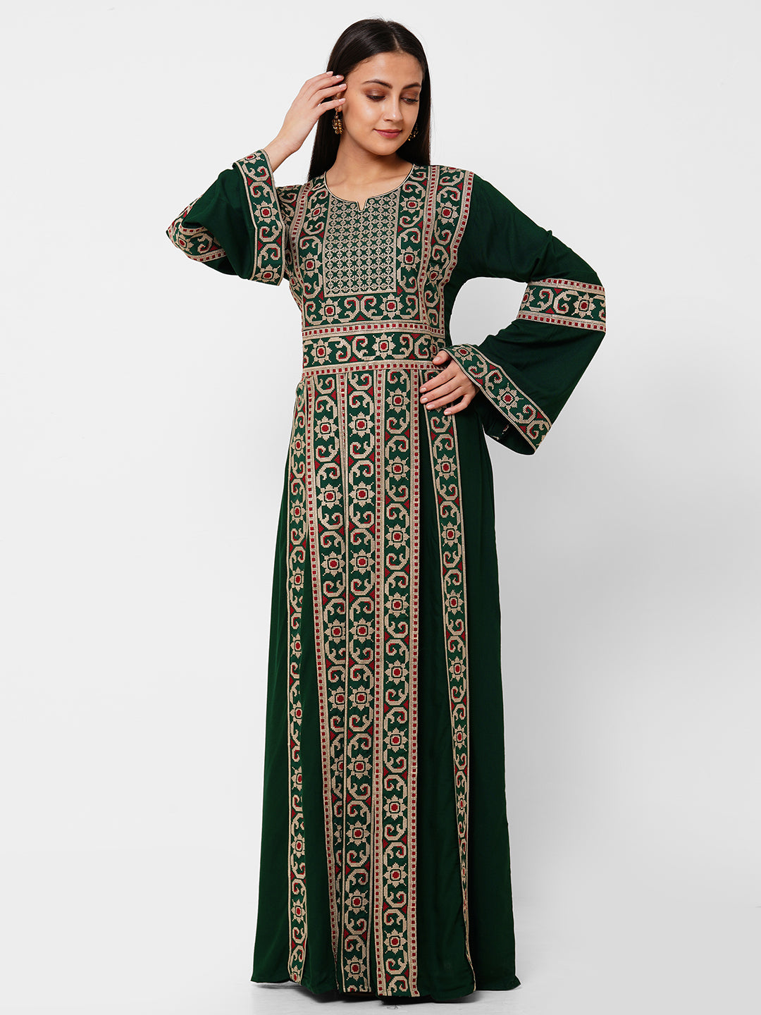 Cross Stitched Embroidered Maxi Cross Stitched Embroidered Maxi