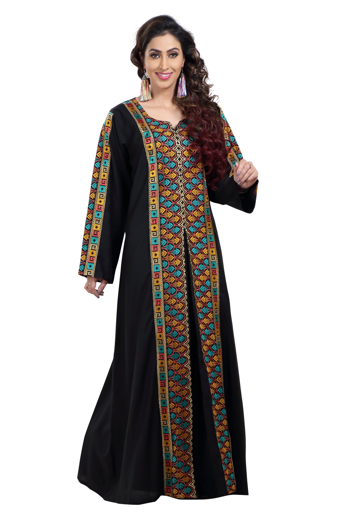 Multicolored Embroidered Farasha Luxe Gown - Maxim Creation