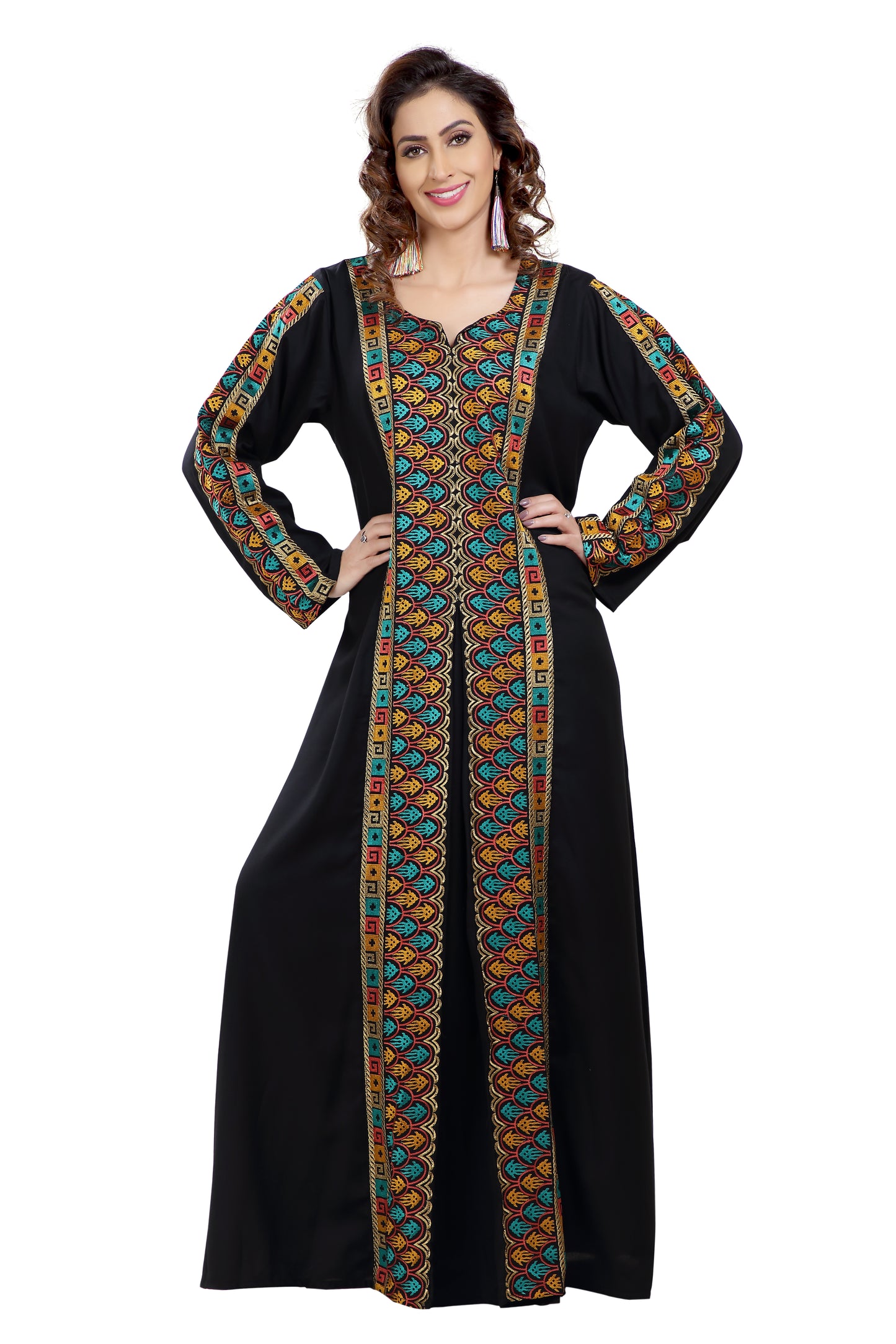 Charger l&amp;#39;image dans la galerie, Multicolored Embroidered Farasha Luxe Gown - Maxim Creation
