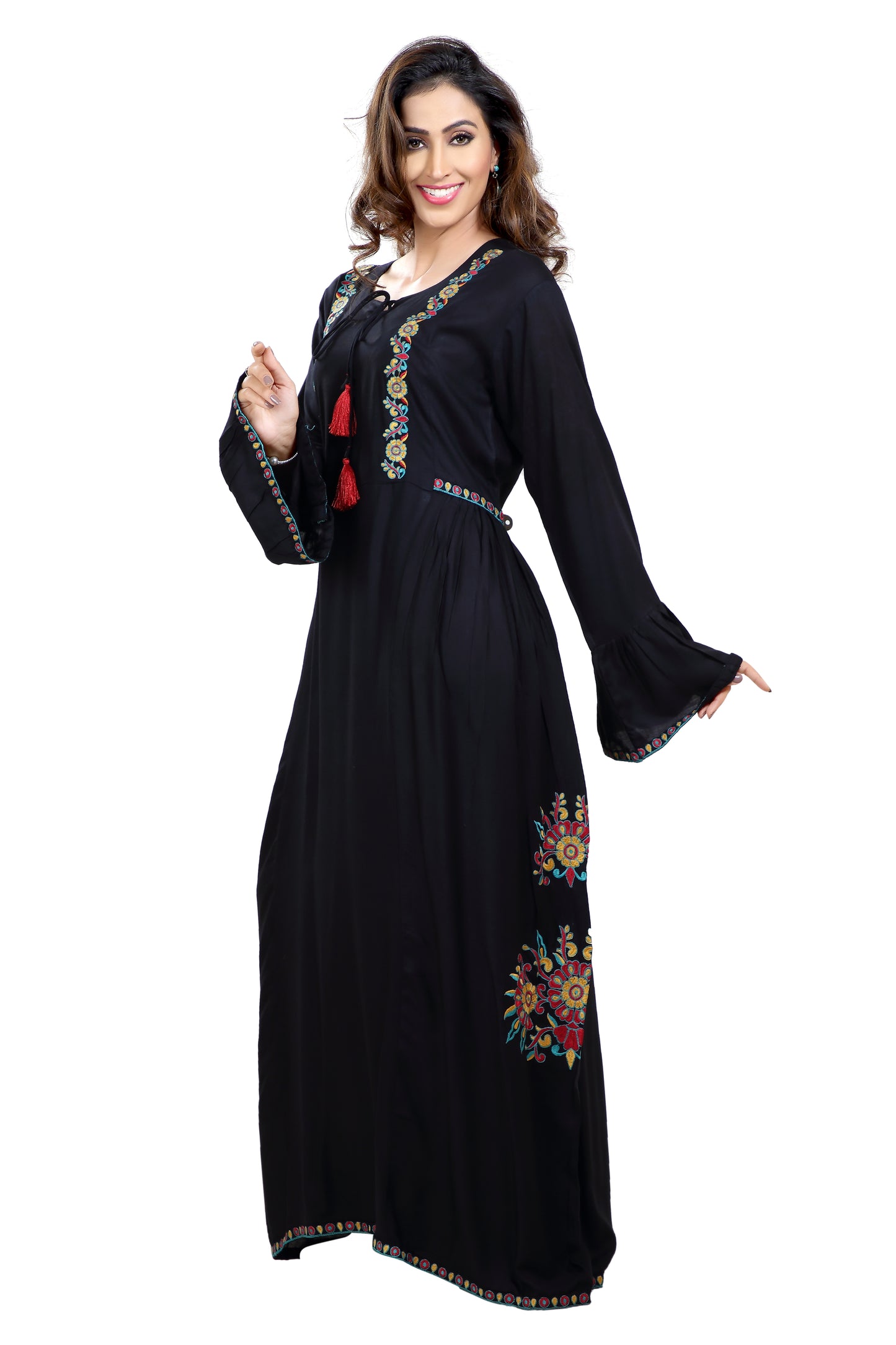 Traditional Threadwork Kaftan Black Gown - Maxim Creation