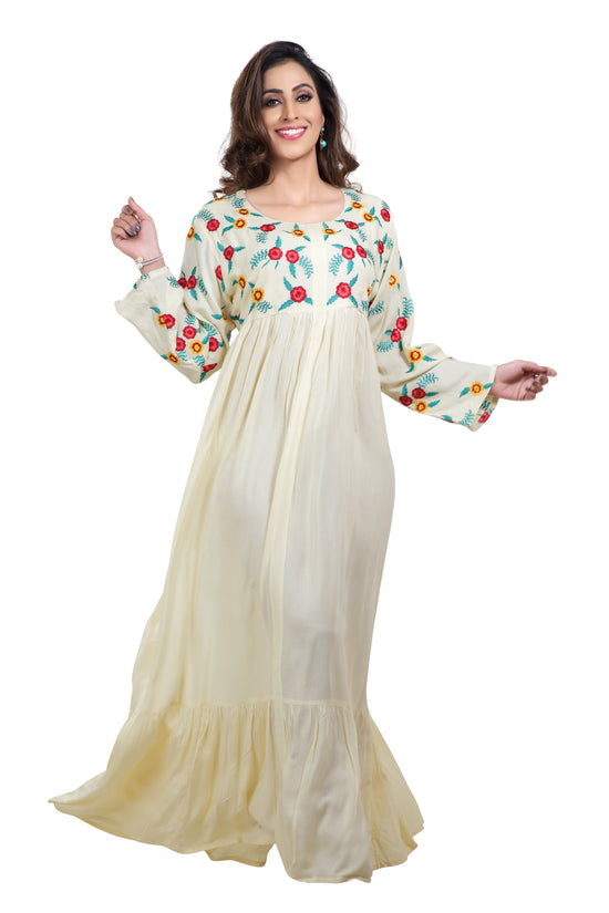 Charger l&amp;#39;image dans la galerie, Long Maxi In Colorful Threadwork Embroidery - Maxim Creation
