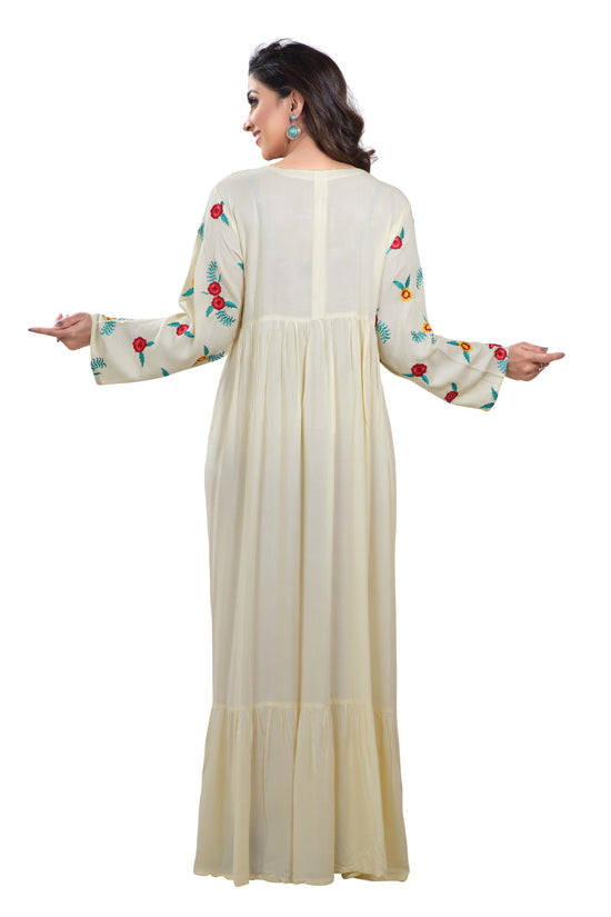 Load image into Gallery viewer, Long Maxi In Colorful Threadwork Embroidery - Maxim Creation
