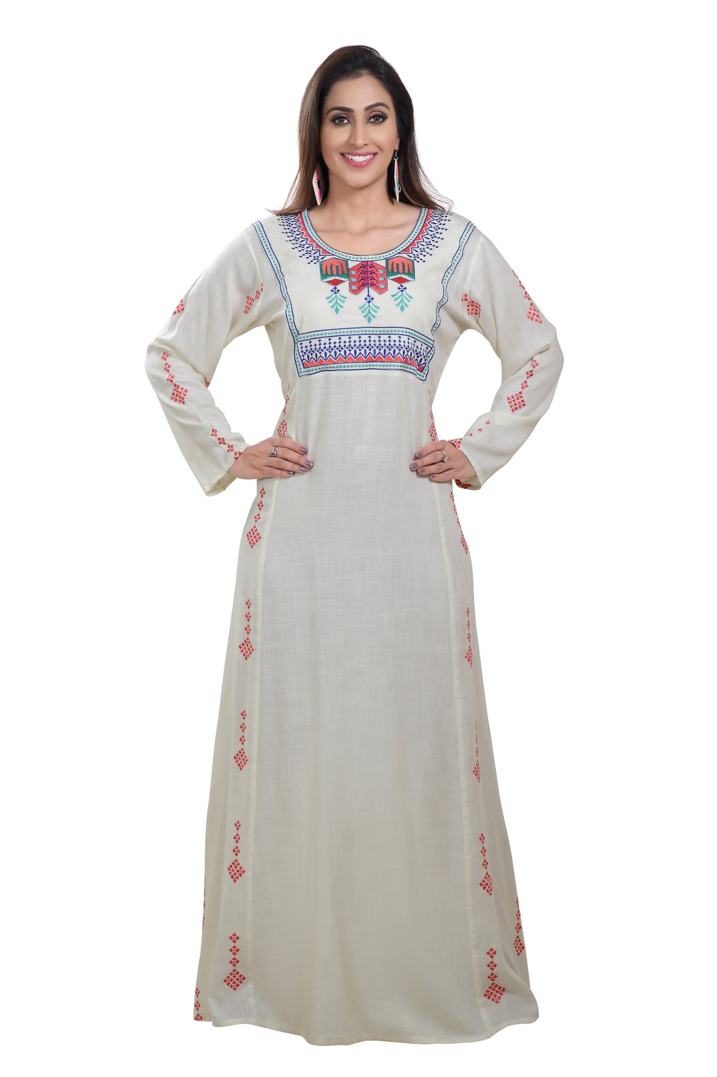 Boho Rayon Maxi Dress in Thread Embroidery Maxim Creation Boho Rayon Maxi Dress in Thread Embroidery Maxim Creation