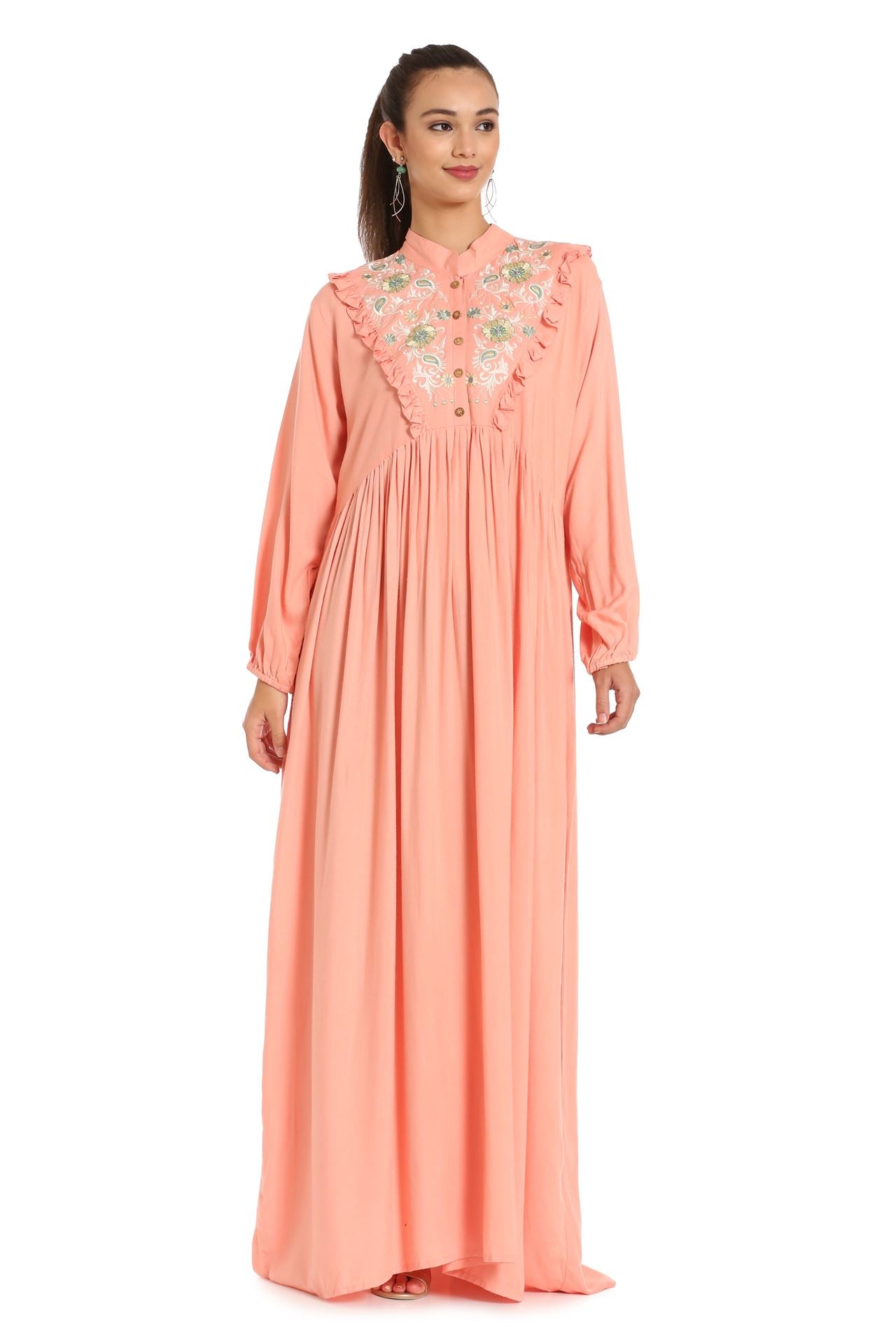 Kaftan Thread Embroidered Maxi Dress XS / 60 Inches Kaftan Thread Embroidered Maxi Dress XS / 60 Inches