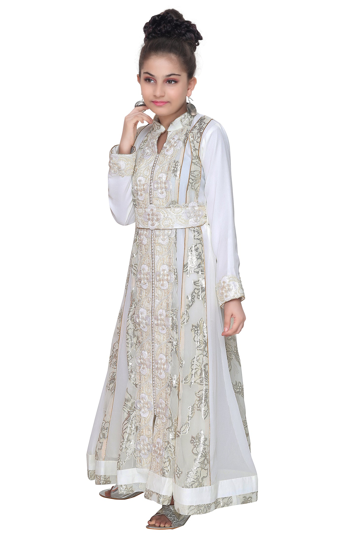 Embroidered Dress Cream Color Kaftan For Kids Maxim Creation Embroidered Dress Cream Color Kaftan For Kids Maxim Creation