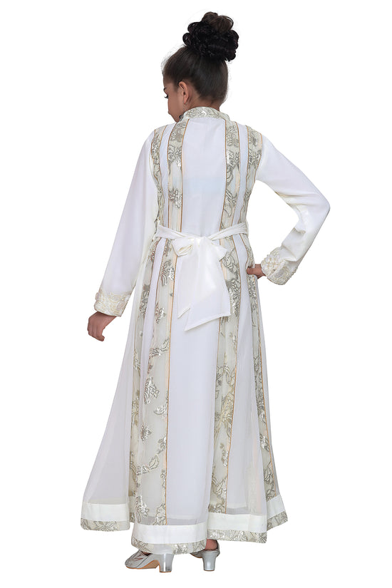 Load image into Gallery viewer, Embroidered Dress Cream Color Kaftan For Kids - Maxim Creation
