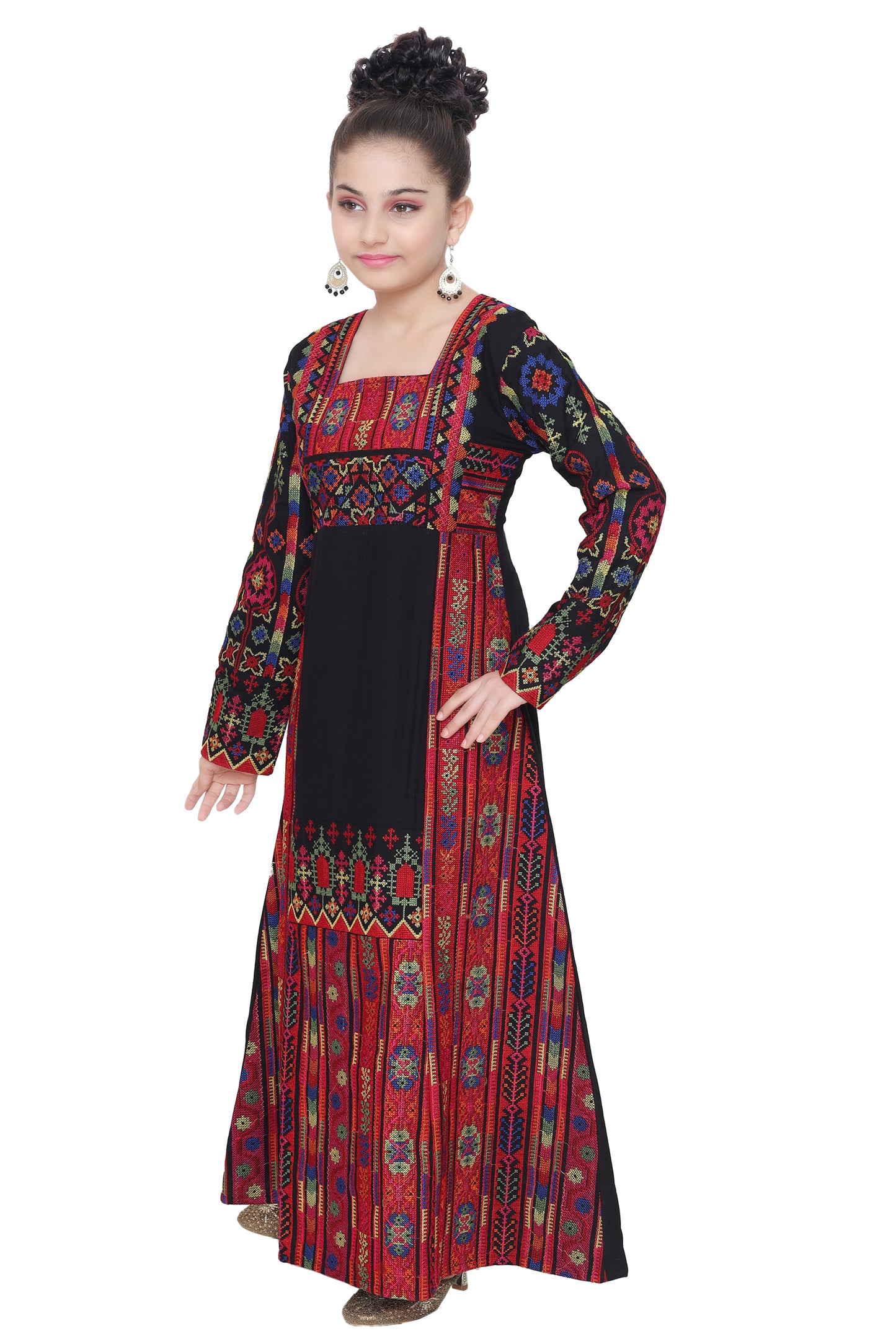 Casual Multicolor Maxi Dress for Kids 34 Inches Length Casual Multicolor Maxi Dress for Kids 34 Inches Length