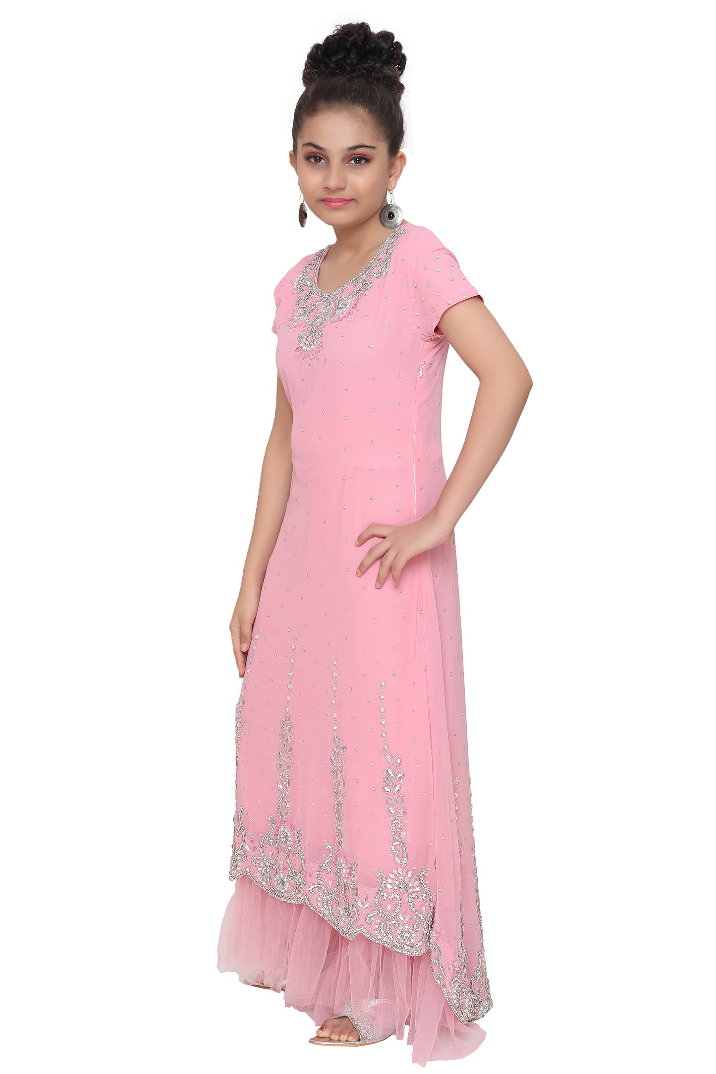 Load image into Gallery viewer, Designer Jalabiya Crystal Embroidered Dress For Kids - Maxim Creation
