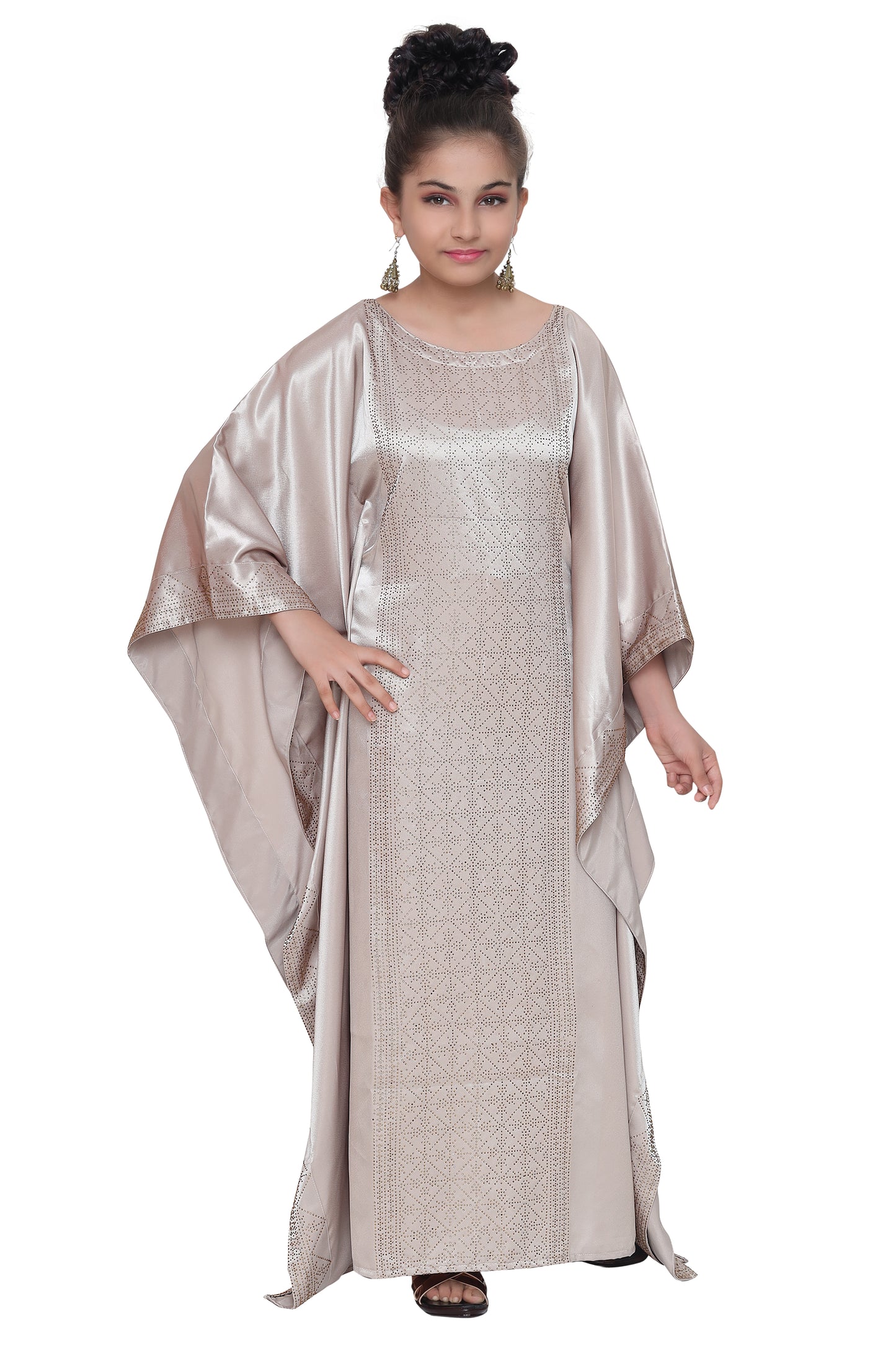 Charger l&amp;#39;image dans la galerie, Arabian Beige Color Satin Dress - Maxim Creation
