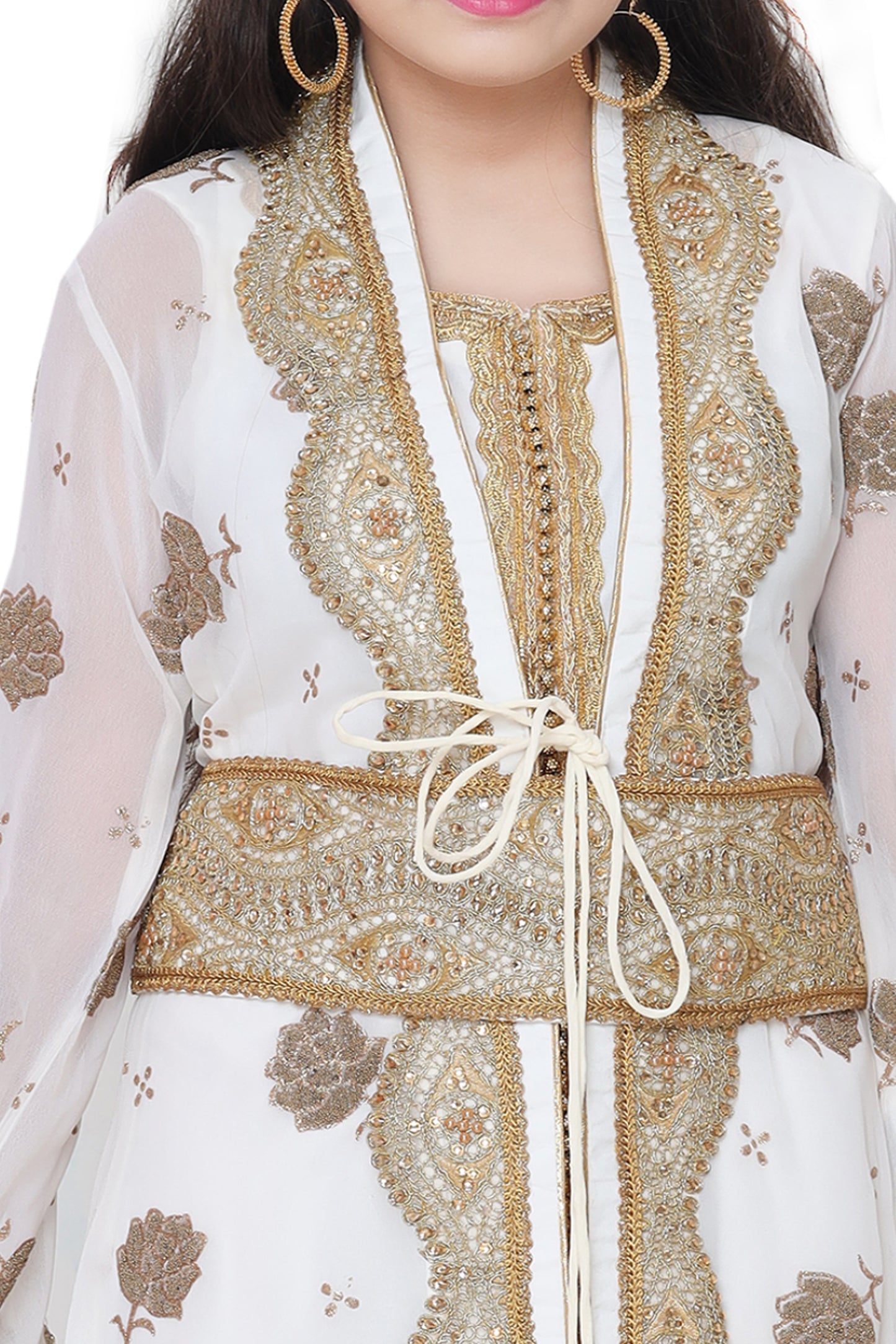 Arabian Kaftan Golden Embroidered Dress - Maxim Creation