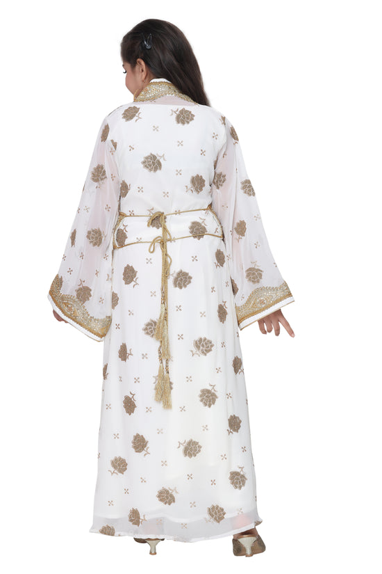 Load image into Gallery viewer, Arabian Maxi Self Printed Fabric Dress For Kids - Maxim Creation
