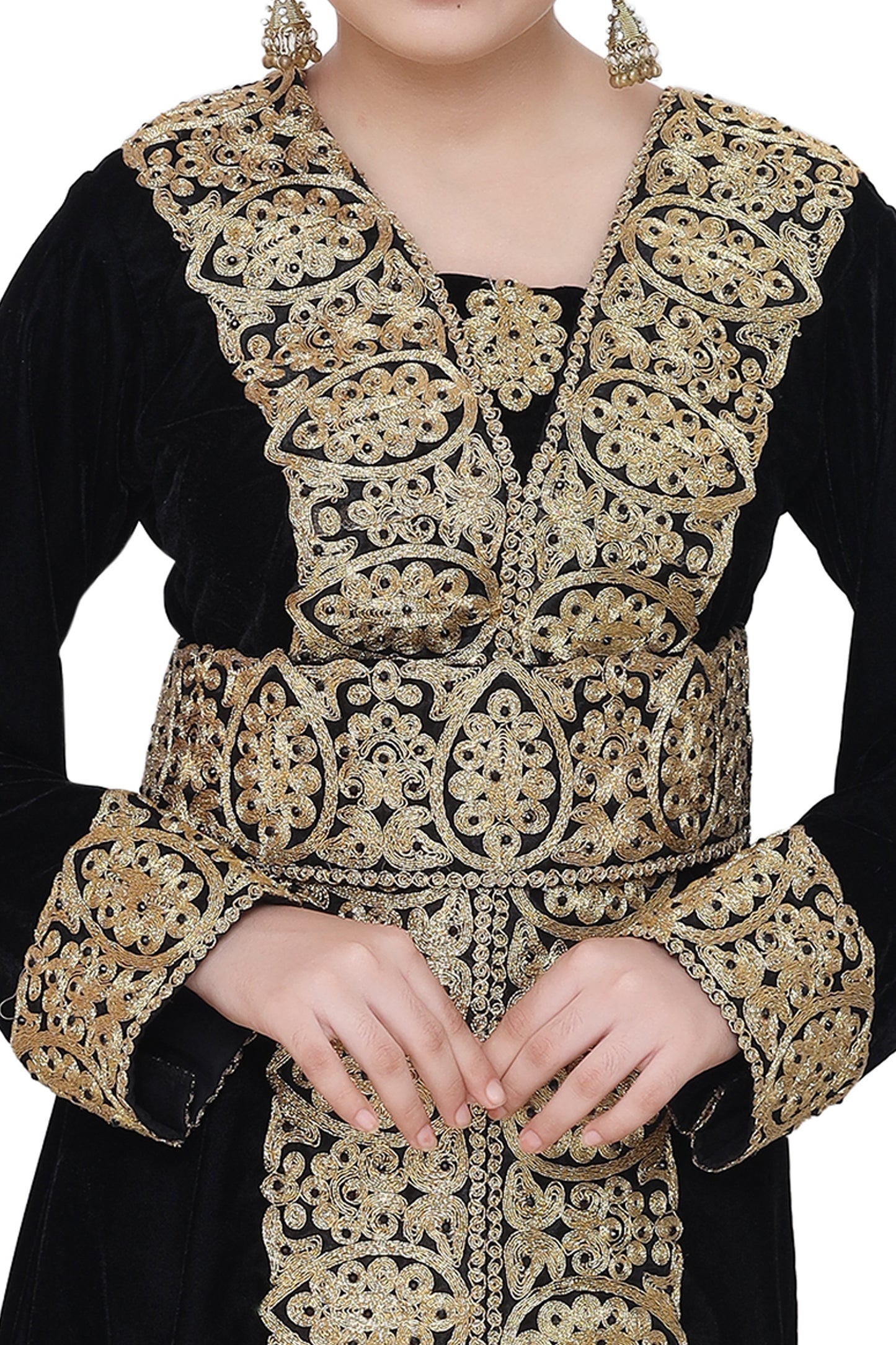 Designer Kaftan Black Velvet Dress For Kids Designer Kaftan Black Velvet Dress For Kids