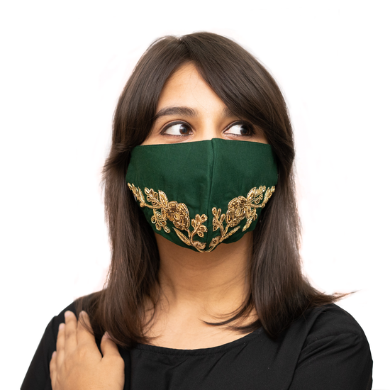 Petal Textured Embroidery on Cotton Face Mask (Pack of 5 per colour) - Maxim Creation