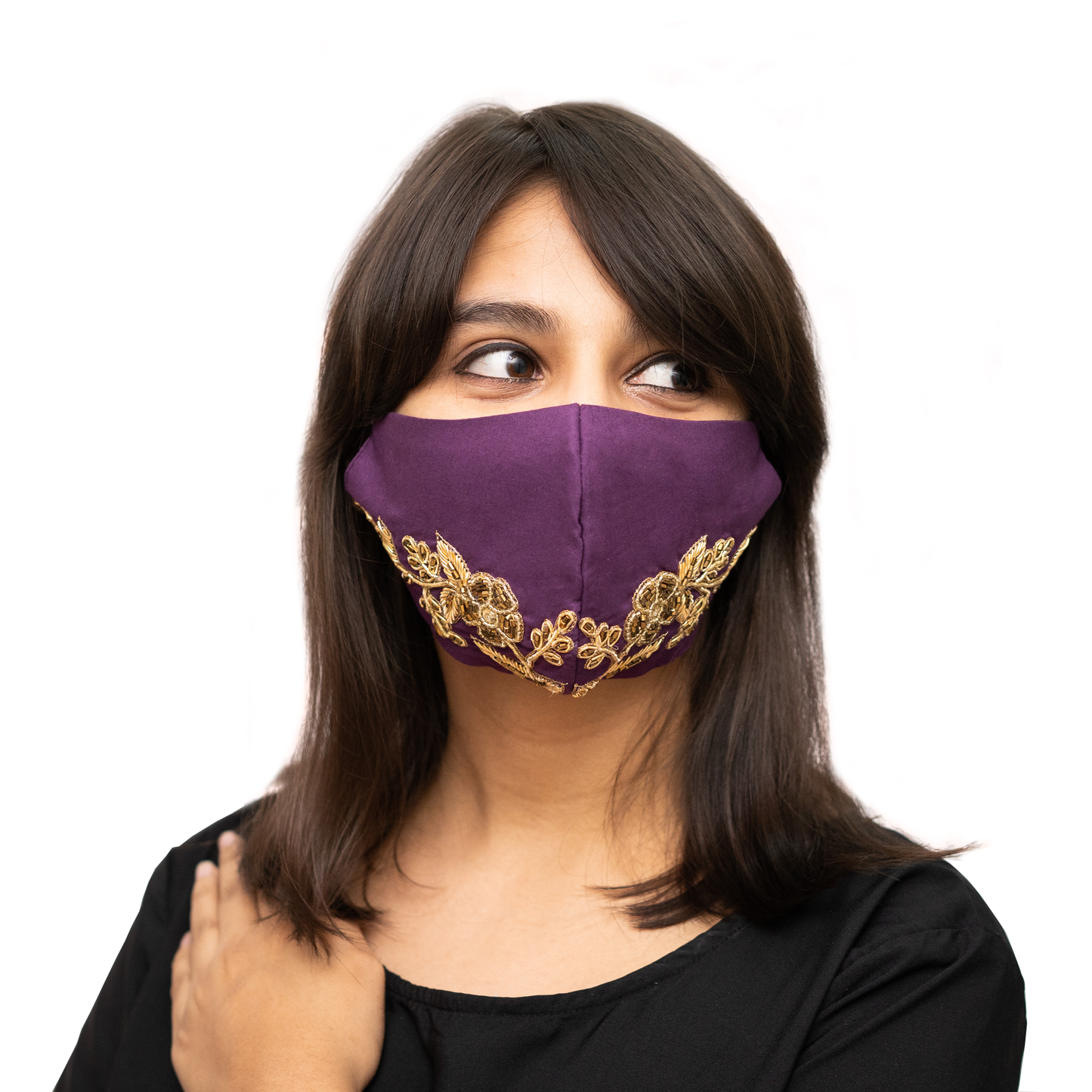 Load image into Gallery viewer, Petal Textured Embroidered Cotton Face Mask (1 Style X 6 colours) - Maxim Creation
