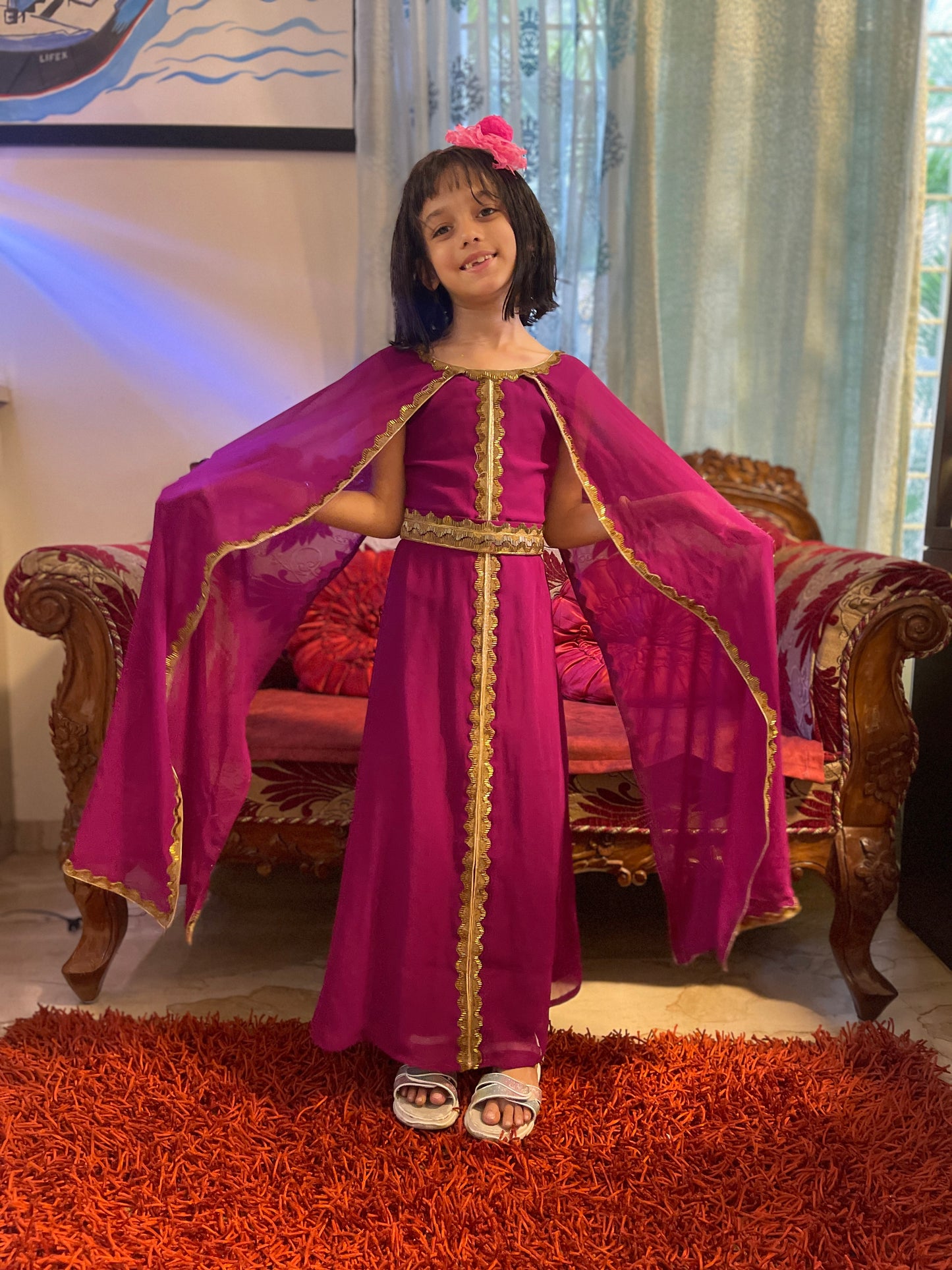 Jalabiya Evening Gown For Kids with Cape – Maxim Creation