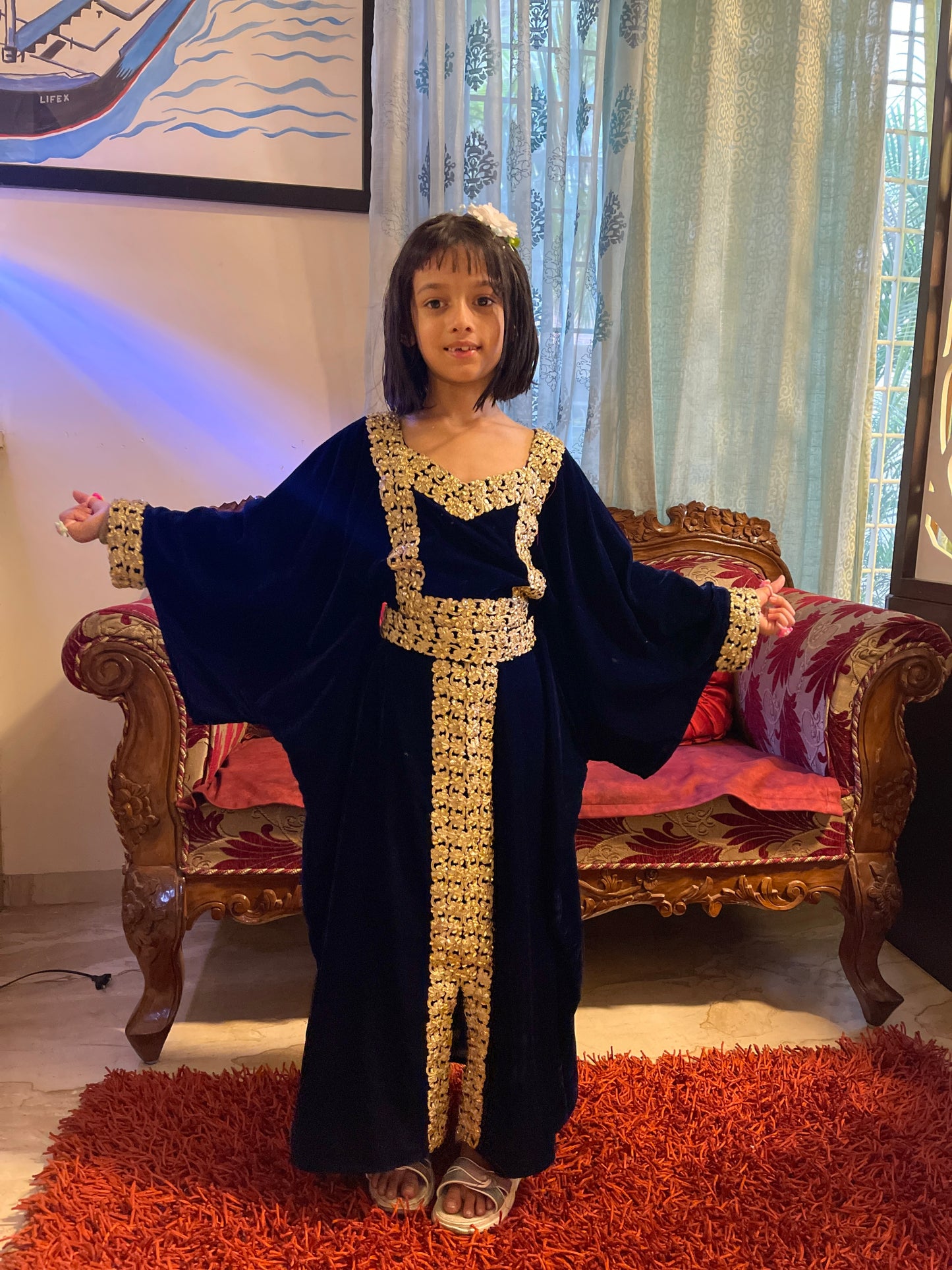 Velvet Party Gown for Youngsters in Navy Blue Velvet Party Gown for Youngsters in Navy Blue