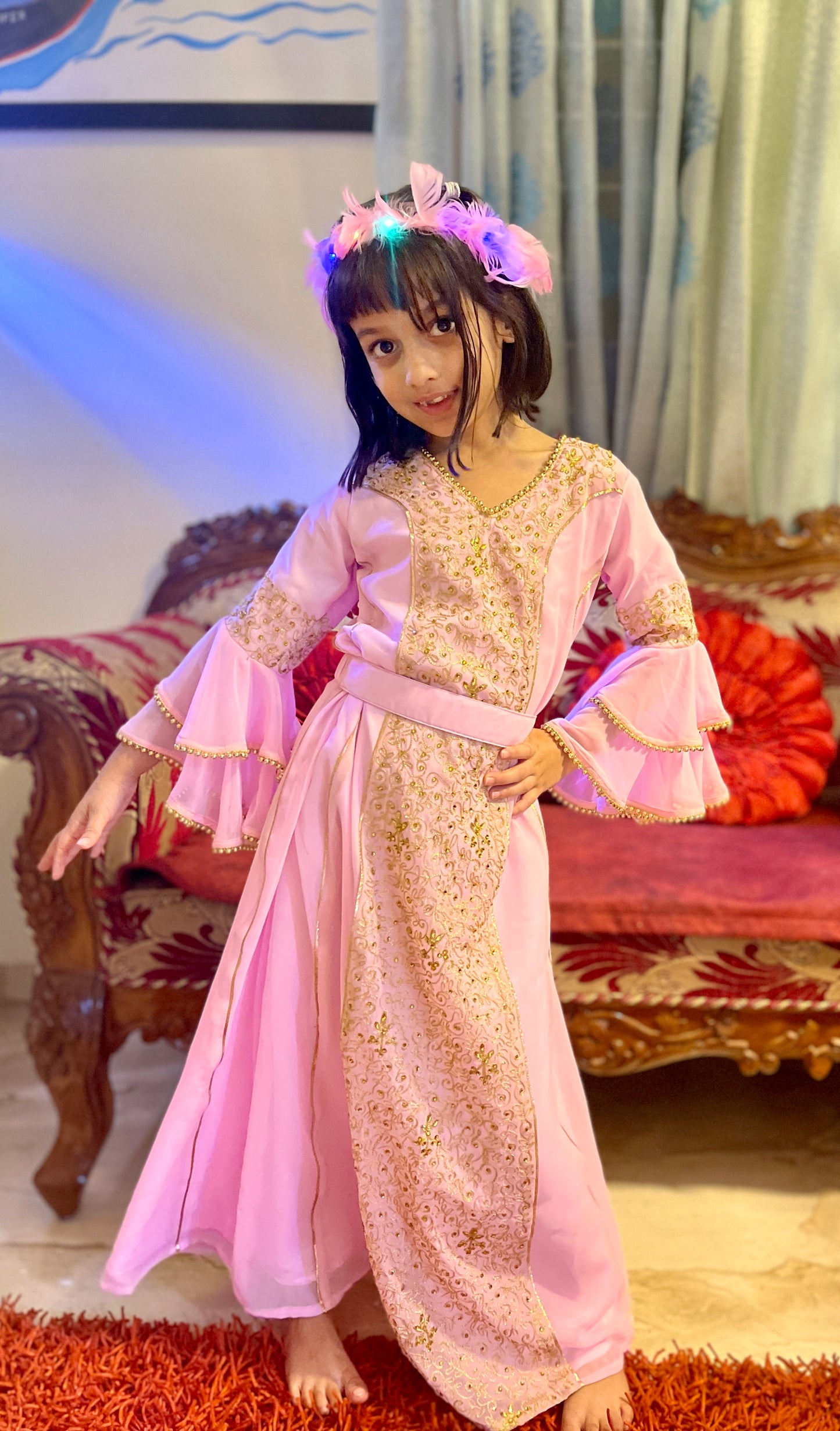 Load image into Gallery viewer, Hand Embroidered Designer Eid Kaftan For Childern&amp;#39;s
