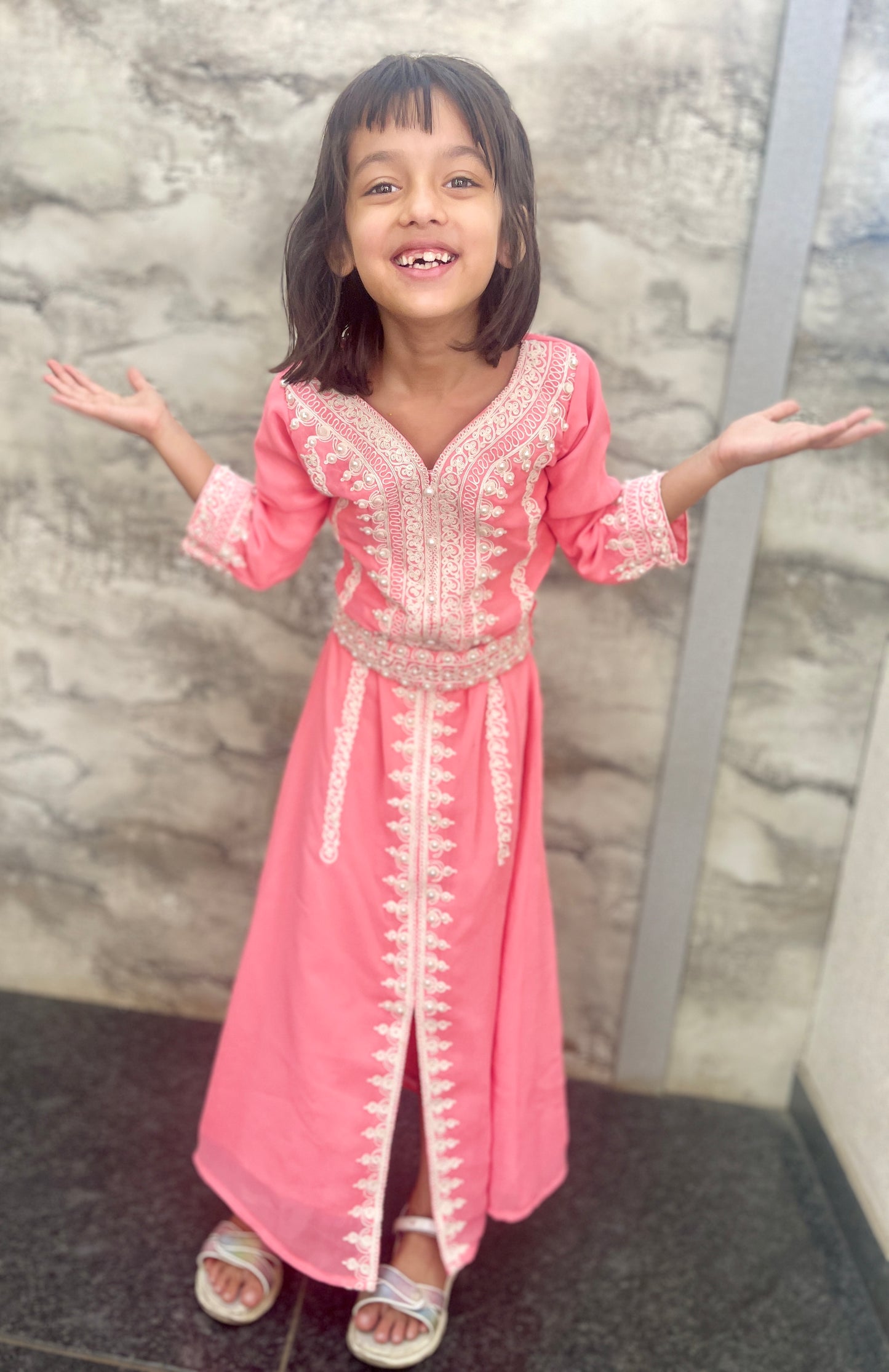 maxi dress kids Cbazaar Kids Girls Maxi Dress | Kids Girls Green Georgette Embroidered Ruffle Maxi Dress | Green